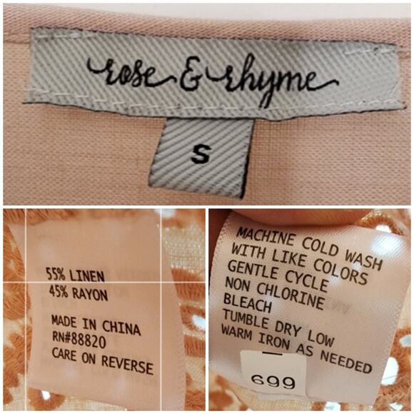 CLEARANCE! Rose & Rhyme Boho Floral Romantic Eyelet Peasant Tunic, Small - Picture 6 of 6